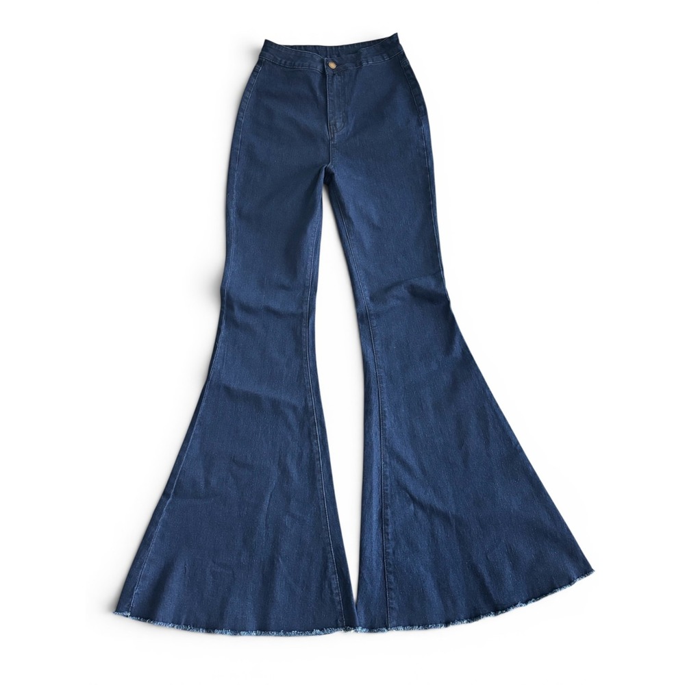 Shein High Waisted Dark Wash Extreme Flare Bell Bottom Leg Jeans Size 27